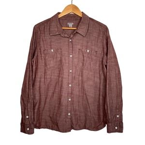 Carhartt Lightweight Cotton Button Up Shirt Womens XL Chambray Long Sleeve